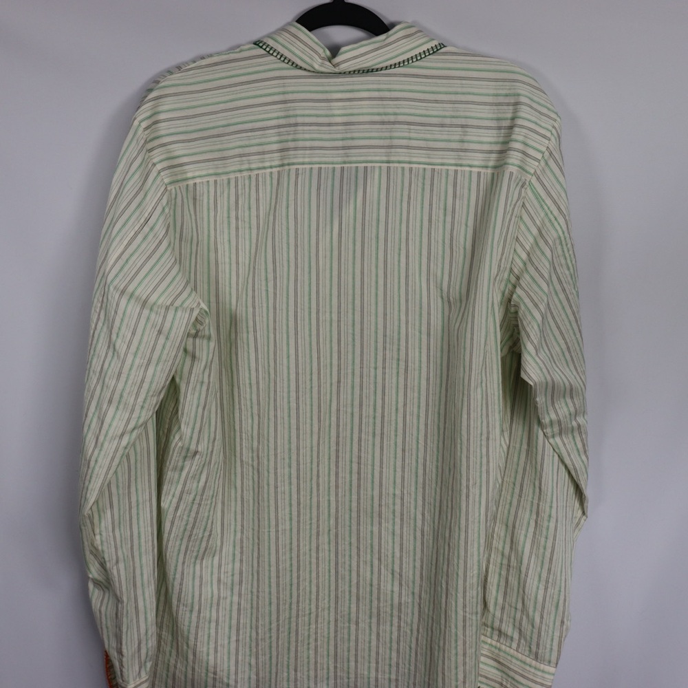 Zara Green Striped Button Up Shirt Men’s Small NWT Lightweight Casual - Picture 4 of 10